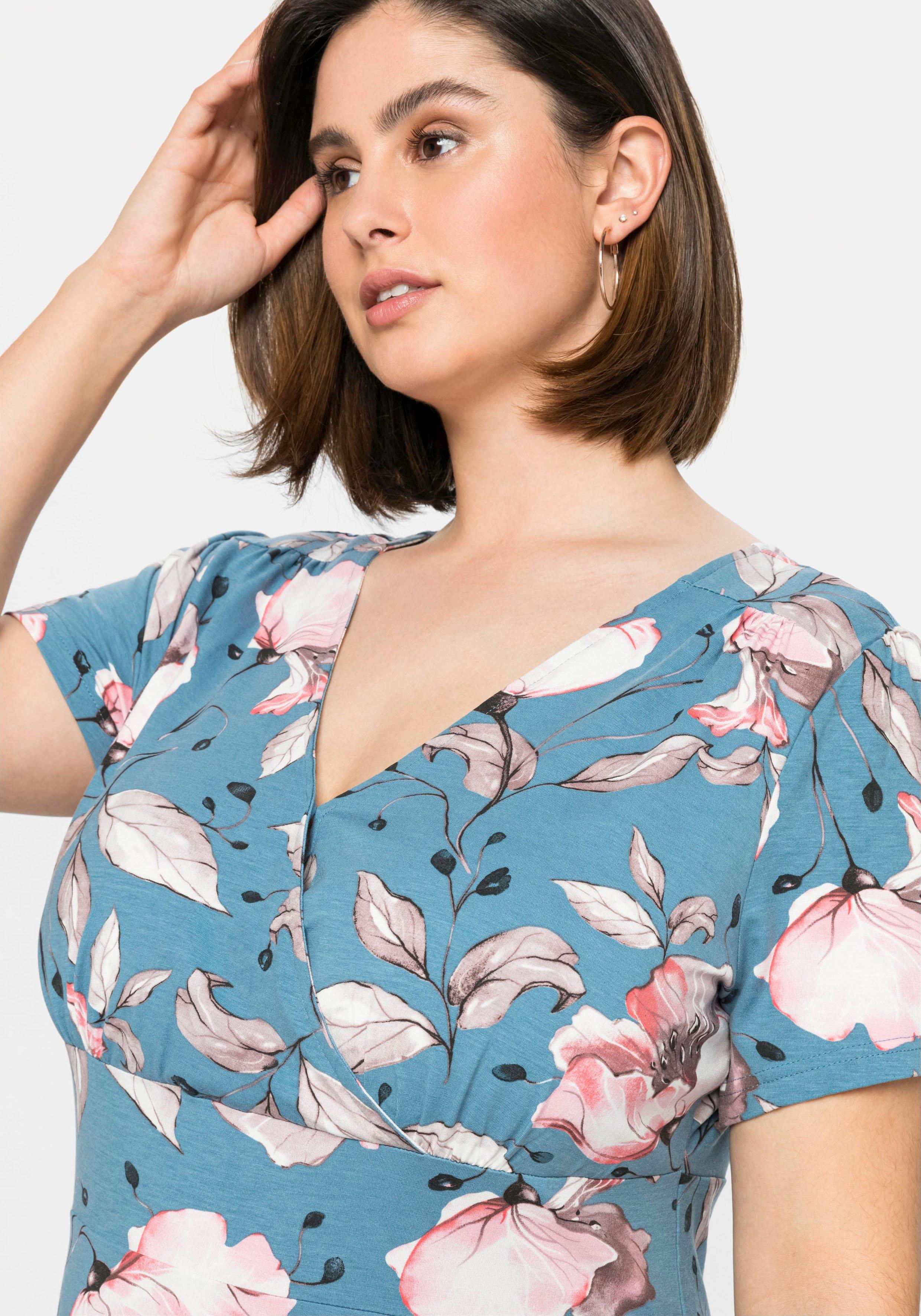 Jerseykleid in Wickeloptik, mit Blumenprint