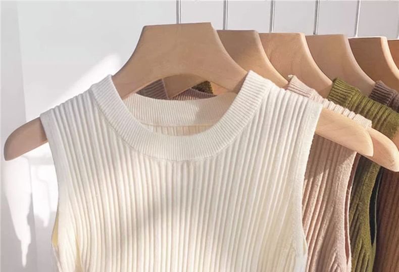 LINSI - Tanktop met ronde hals en geribbelde boorden