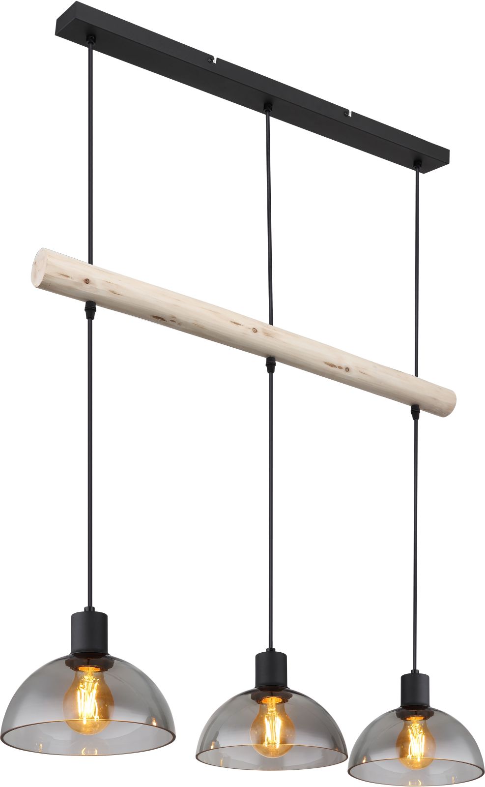Hängeleuchte - schwarz matt - natur - 80 cm