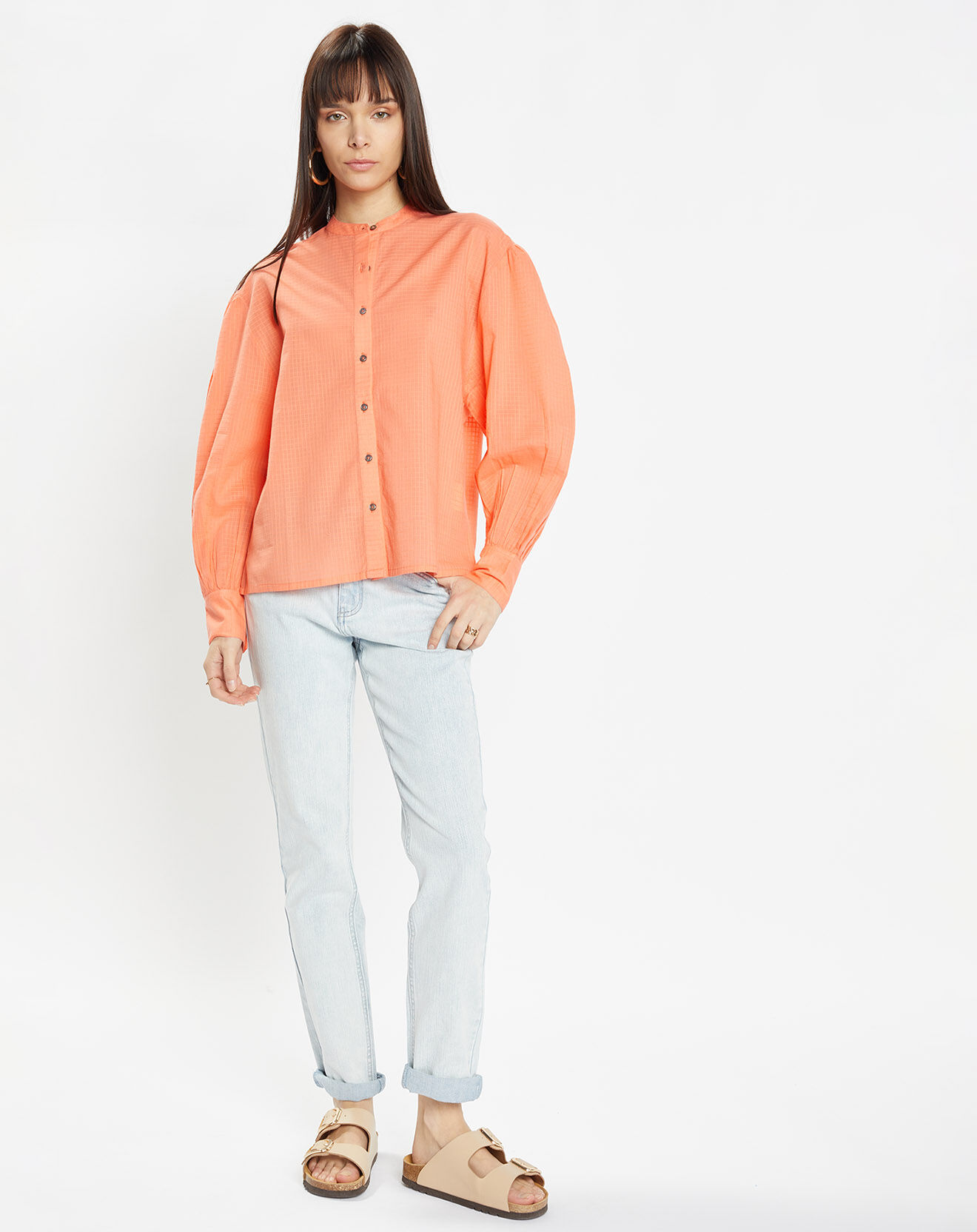 Galeries Lafayette Chemise en Coton biologique Laurie ample orange