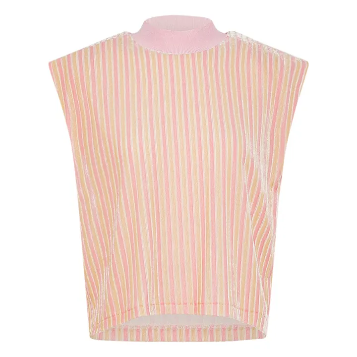 Forte Forte T-shirt Boxy Rayures Velours | Rose pêche