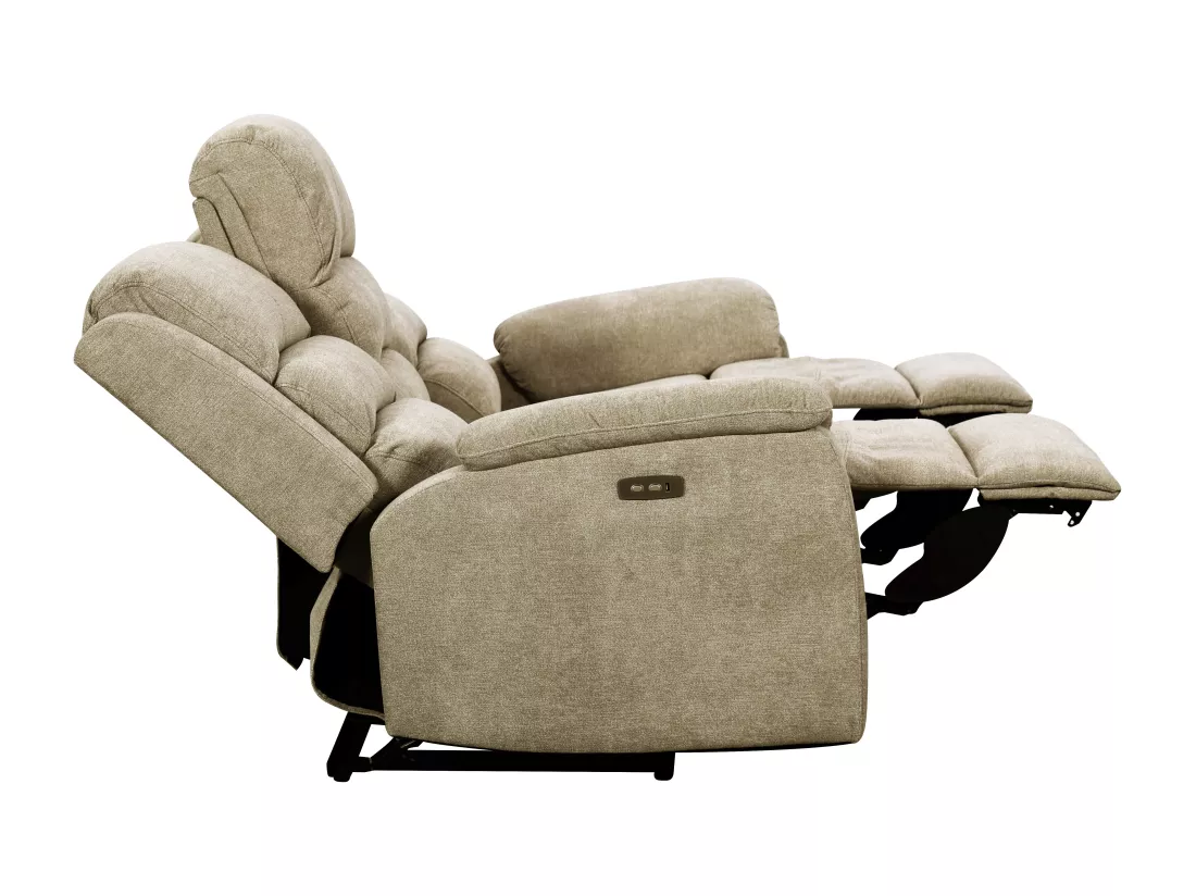Canapés 3 places 2 places et un fauteuil relax électrique en tissu taupe NEVERS