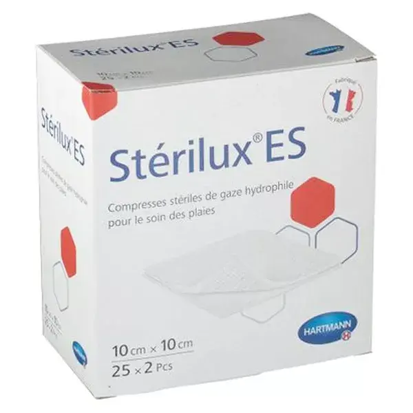 Hartmann Sterilux-ES Compresse de Gaze Hydrophile Stérile 8 Plis 17 Fils 10 x 10cm 25 unités