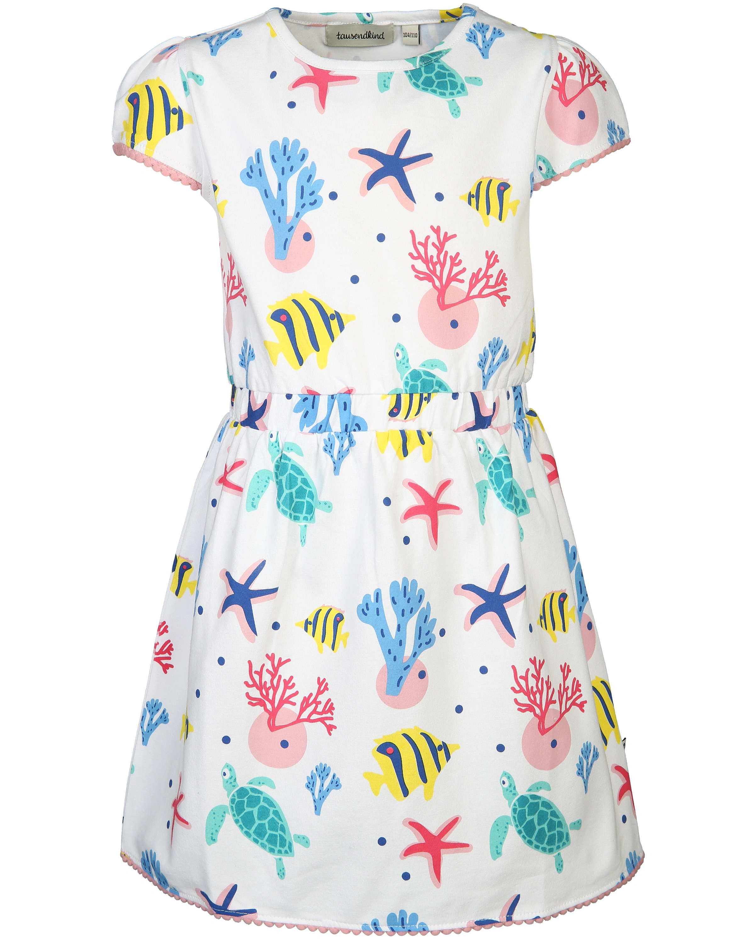 Kurzarm-Kleid POMPOM in weiß
