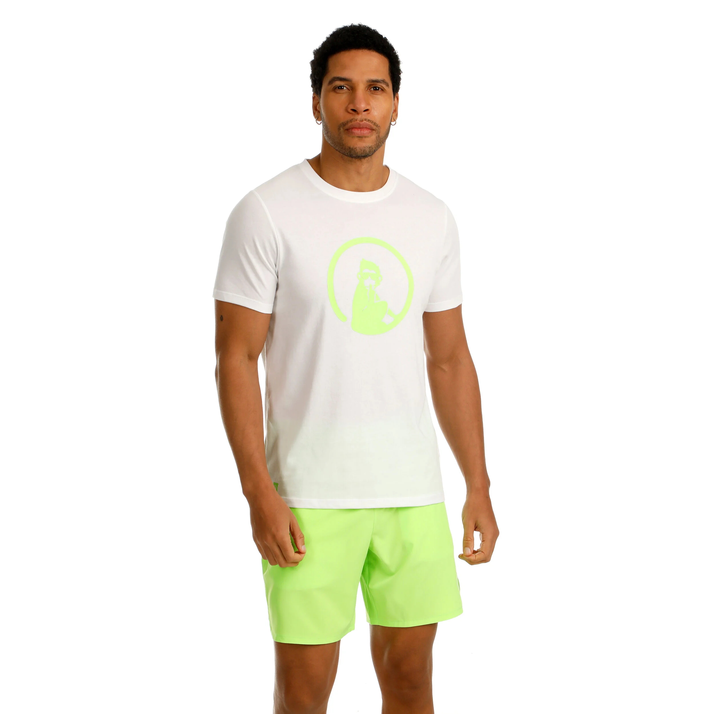 Quiet Please Wild Trainings T-shirt Hommes - Blanc , Vert Fluo