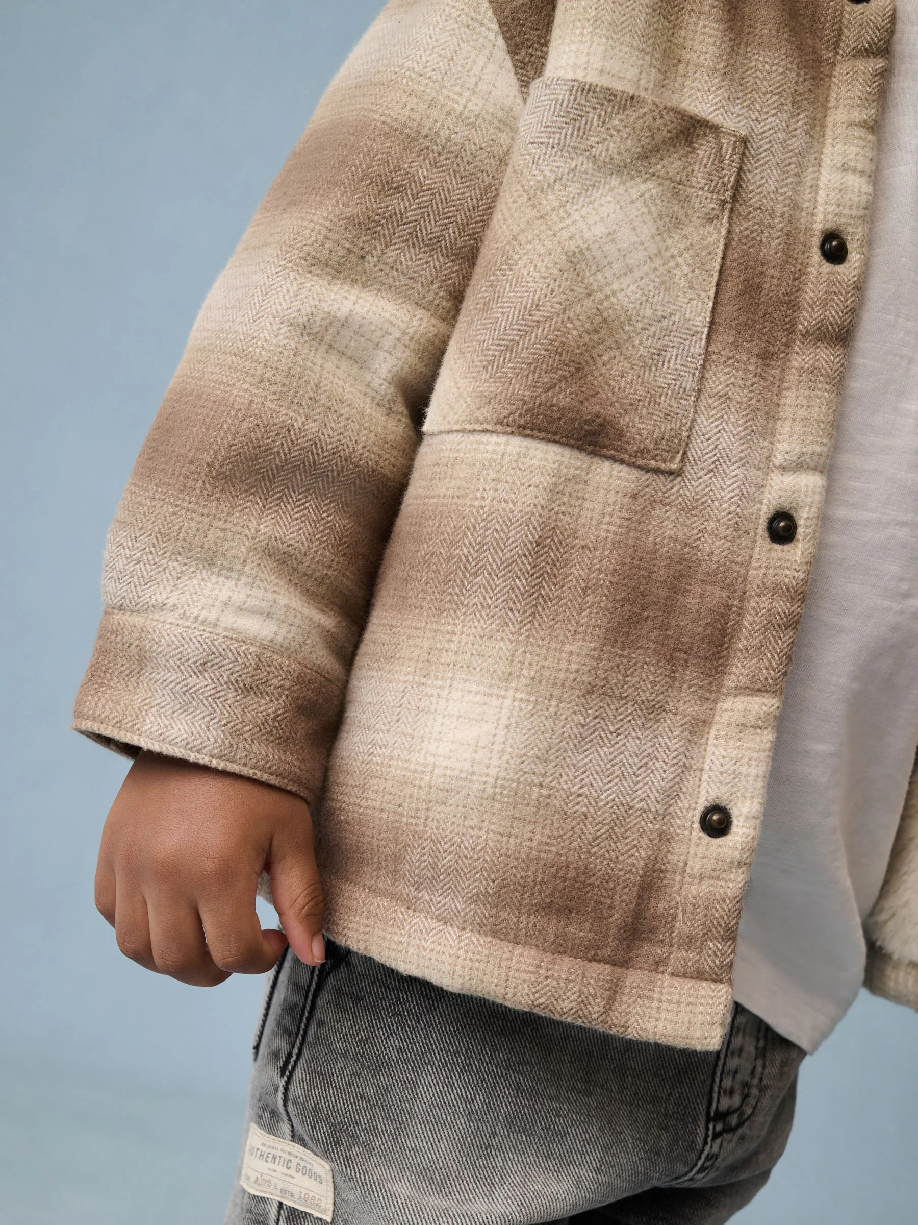Neutraal geruit - Geruite shacket met borgvoering (3mnd -7jr)