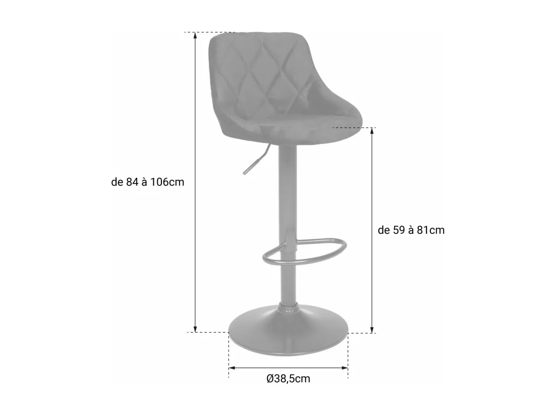 Lot de 2 tabourets de bar en velours bleu ROBIN - HAPPY GARDEN