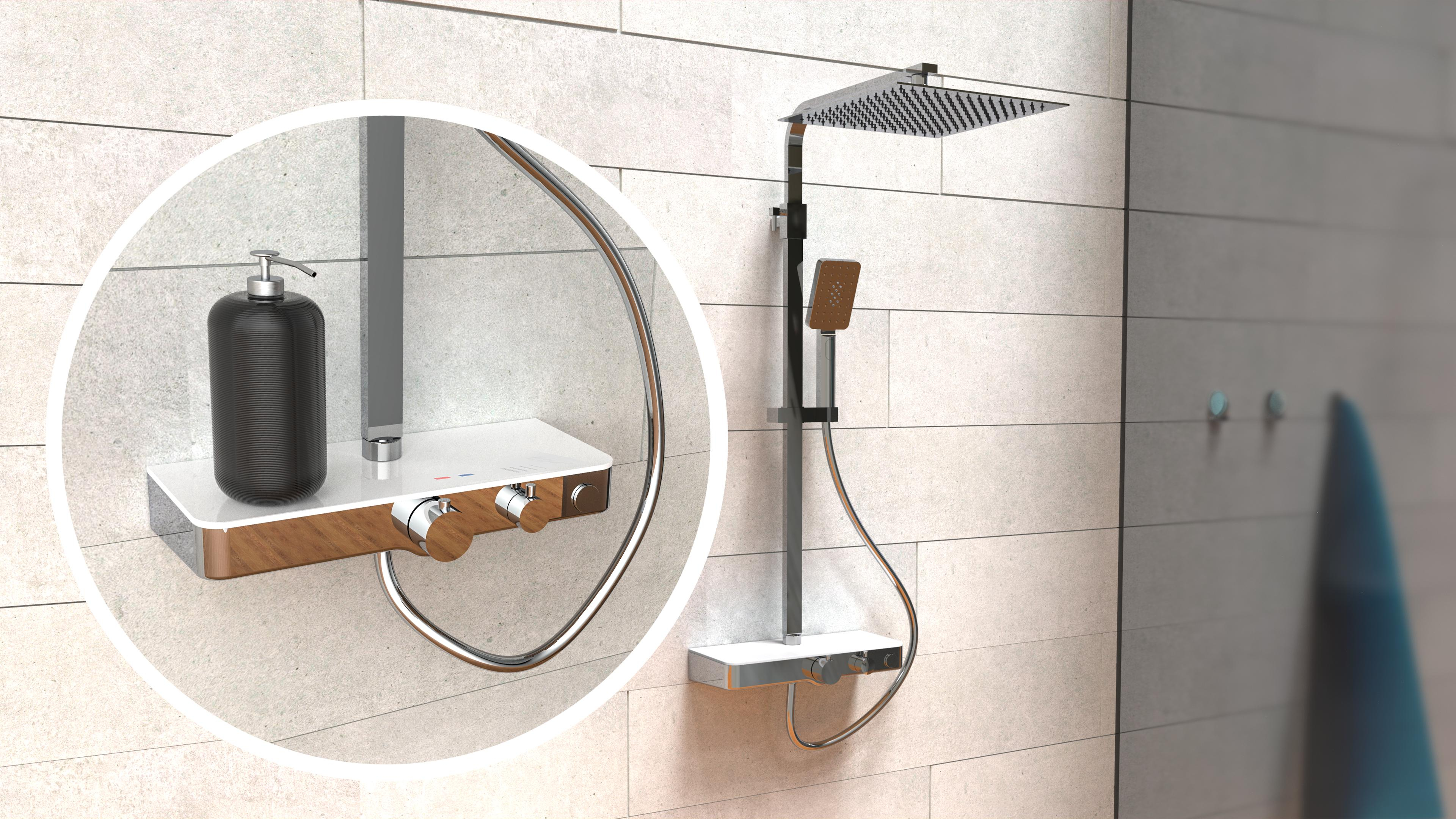 Schutte Ocean complete regendouche inclusief thermostaatkraan en planchet chroom/wit