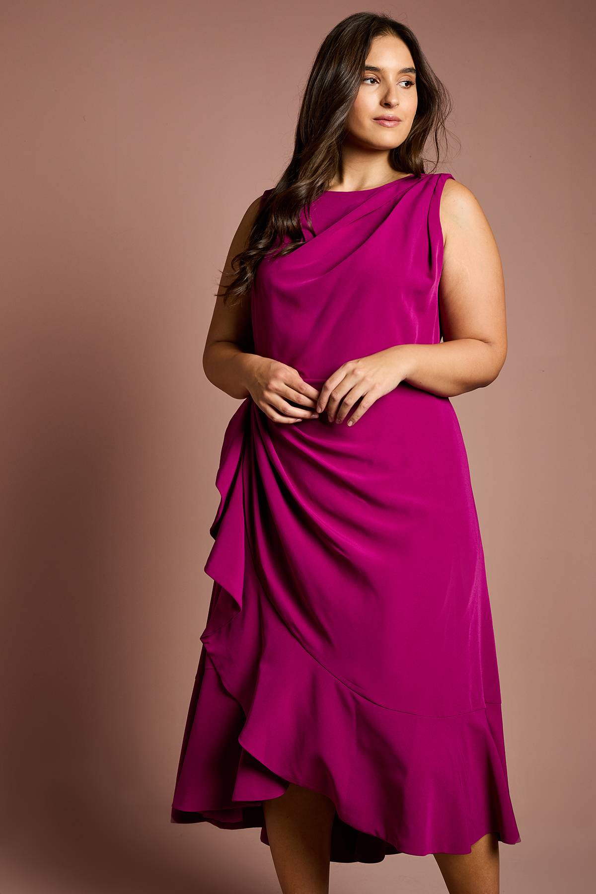 Coast Robe à Volants en Crêpe Grande Taille