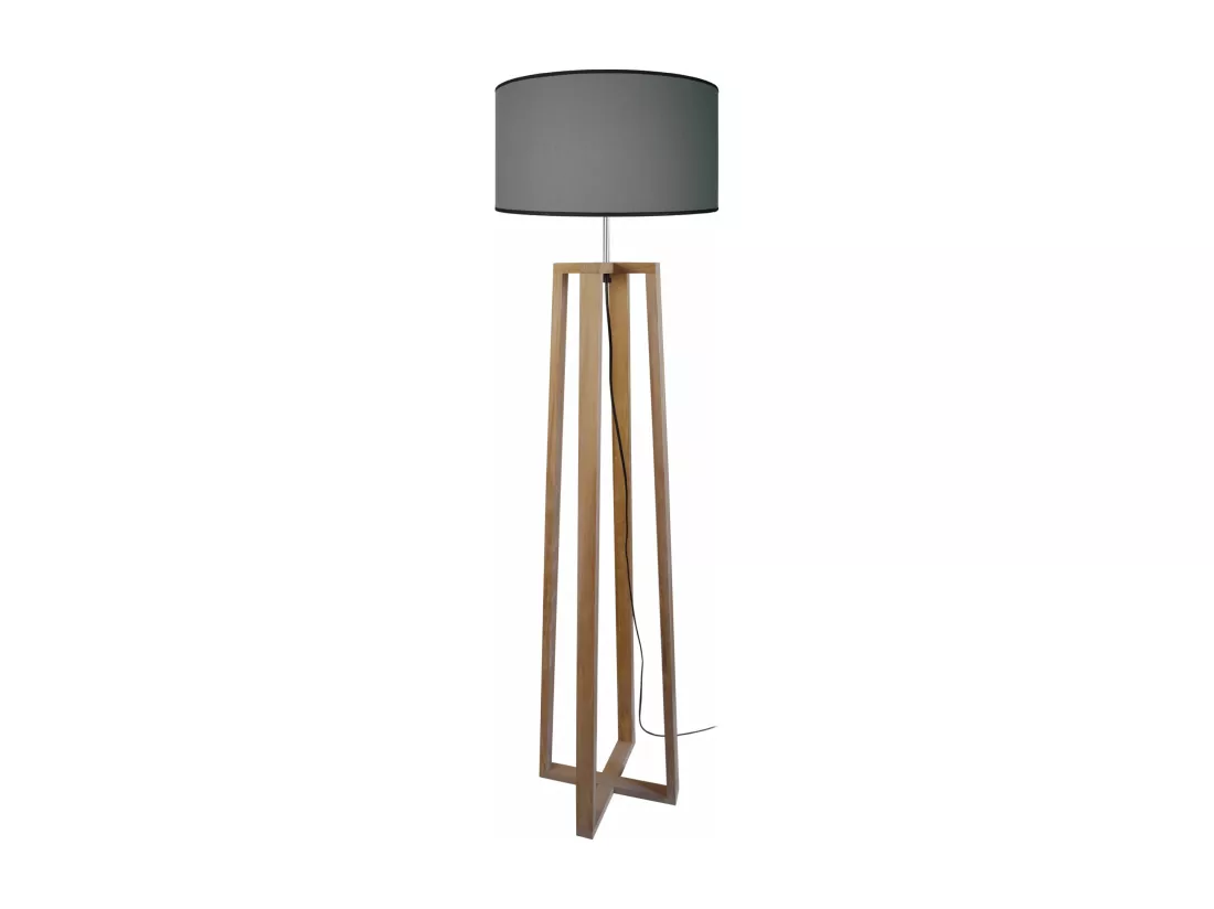 Lampadaire colonne bois naturel,gris 155 cm.