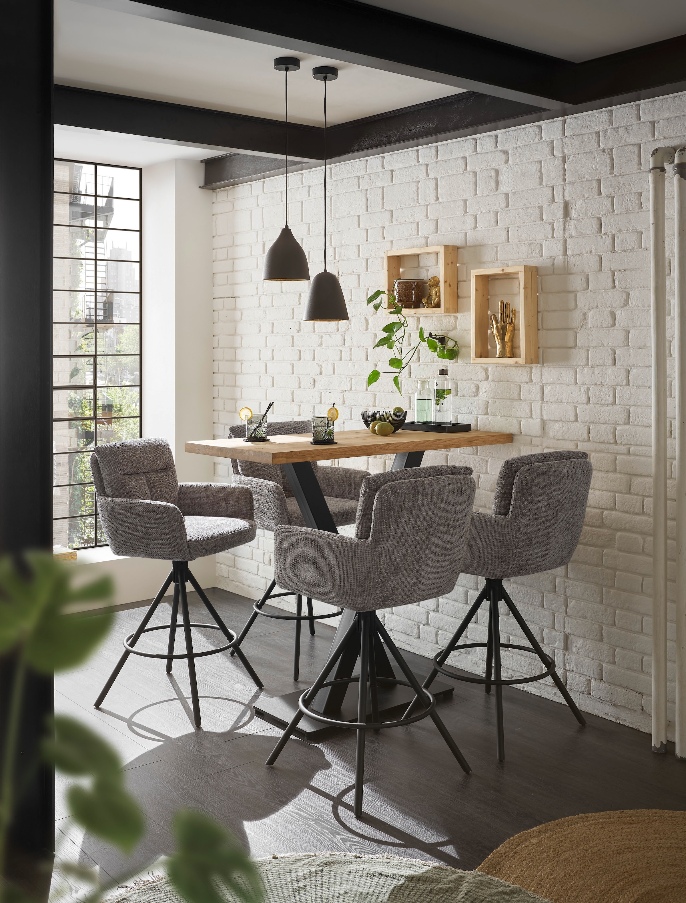 Stolkom Bartisch »Duke Eiche Massivholz geölt, Hochtisch BxHxT 120x104x60 cm« Gerade Kante, Eiche Massivholz geölt durchgehende Lamelle