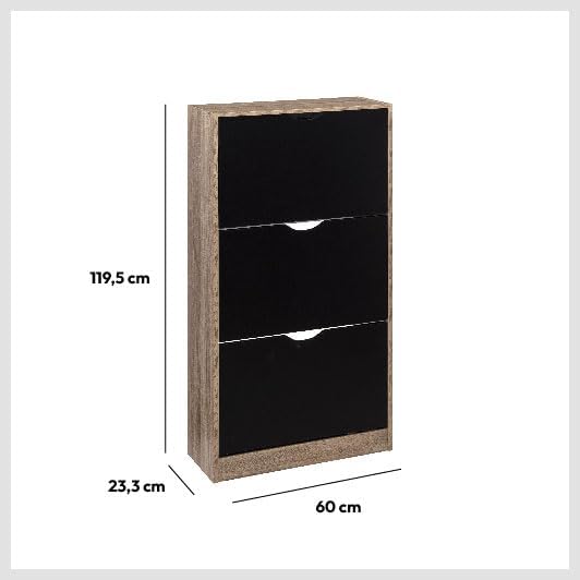 5 five simply smart Meuble range-chaussures 3 tiroirs noir effet chêne MS2726423