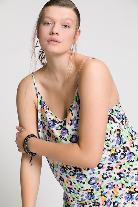 Slipdress, V-Ausschnitt, Spaghettiträger, Flower Print