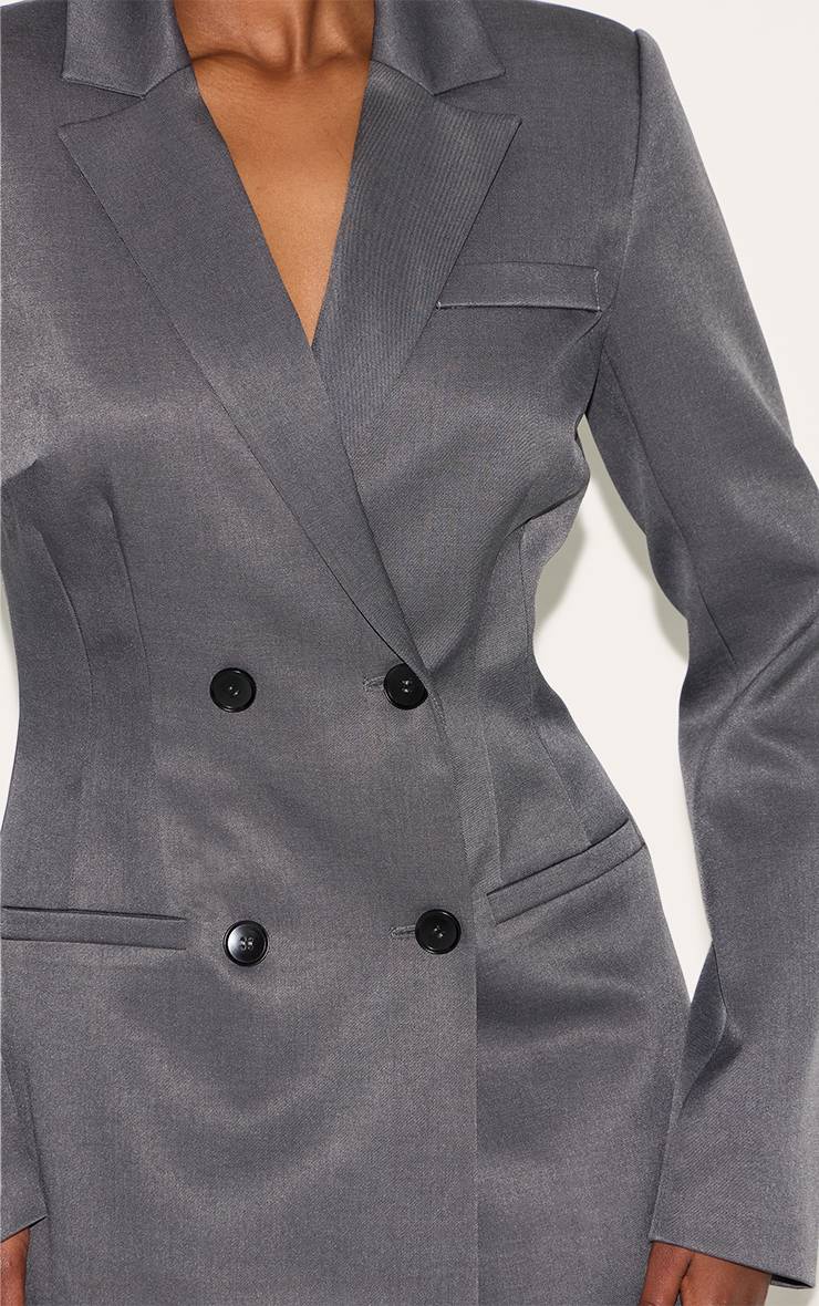 Charbon Robe Blazer Cintrée À Taille Ajustée Et Manches Longues