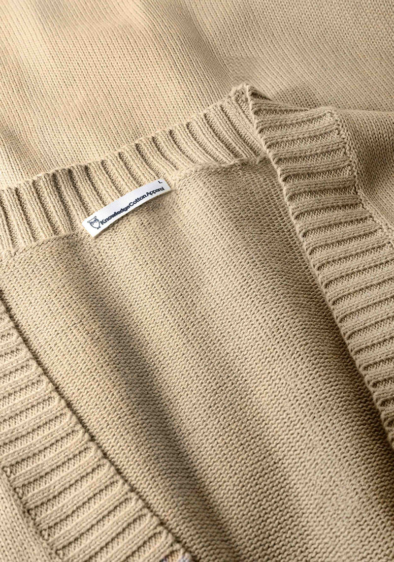 Knowledge Cotton Apparel Cardigan SOS Jacquard Knitted Light Feather Gray