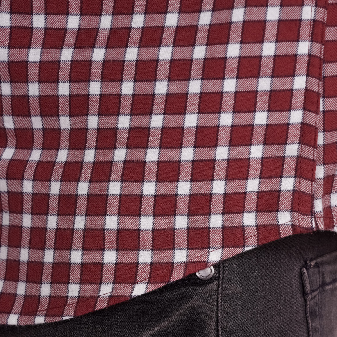 VanVaan Herren Flanellhemd in Regular Fit dunkelrot / weiss