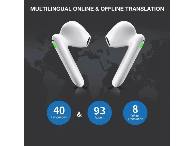 [OUTLET] - Timekettle WT2 Edge, Earbud translator, Online, Arabisk, Bulgarisk, CAT, CHN, Tjekkisk, Dansk, Tysk, Engelsk, Spansk, Fransk, Græsk, Hebraisk,..., Hvid, USB Type-C, 12 t