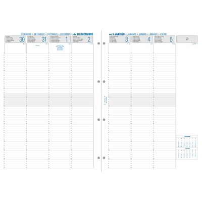 Exacompta Exatime 29 - Recharge pour organiseur - 1 semaine sur 2 pages 1/4H - 21 x 29,7 cm