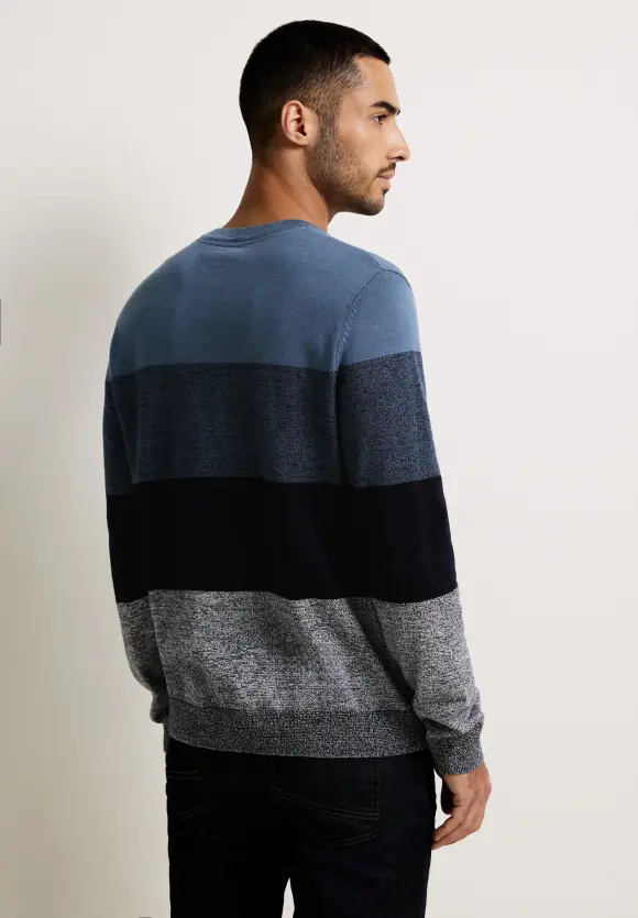 Gestreifter Strickpullover - deep space blue