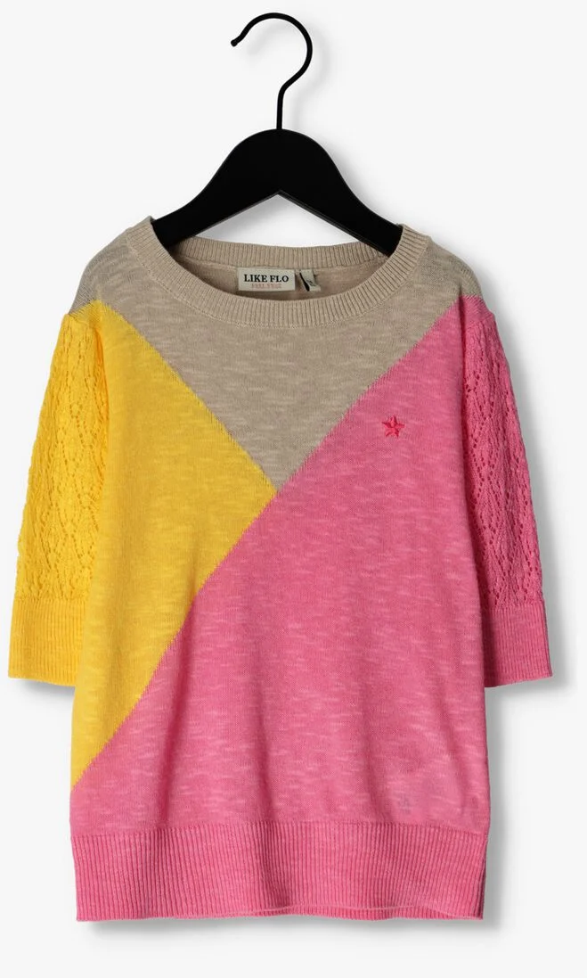 LIKE FLO roze like flo sweater knitted slub colourblock sweater