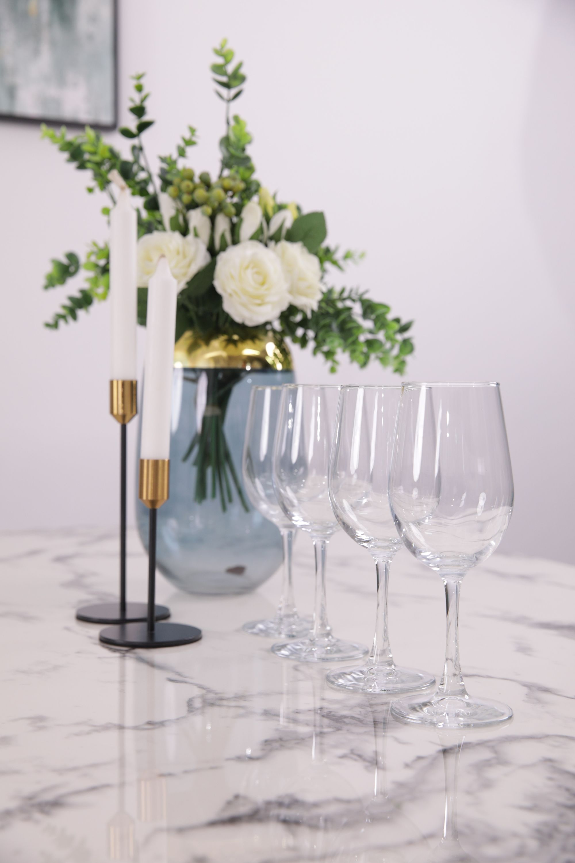 Tisch 160x90 Glastisch Marmoroptik Küchentisch Speisetisch Esstisch Esszimmer