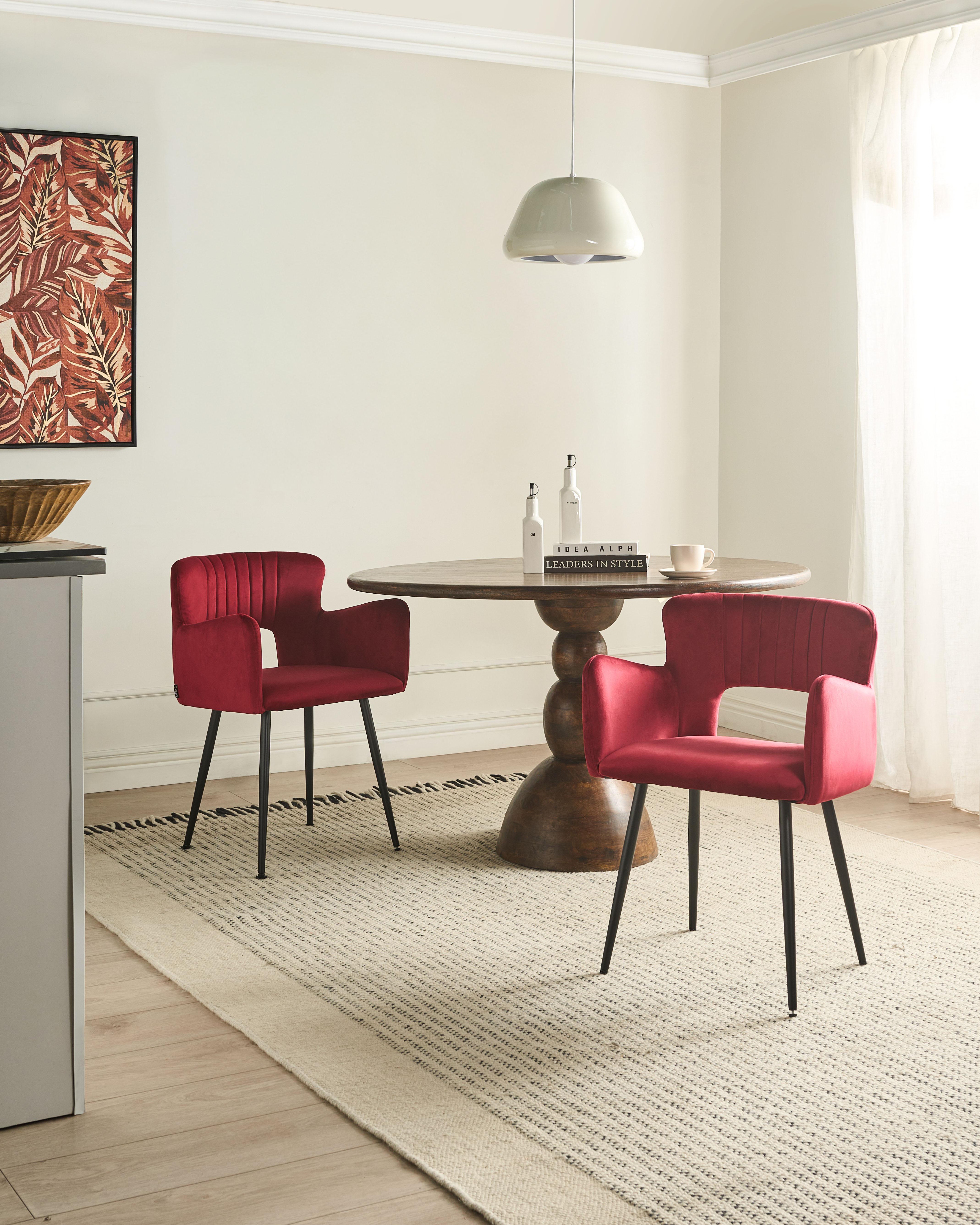 Set van 2 eetkamerstoelen SANILAC Fluweel Donkerrood