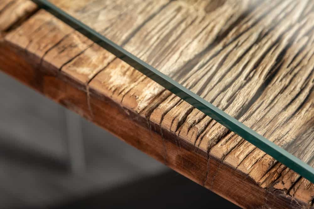 Massiver Esstisch BARRACUDA 180cm Teakholz inkl. Glasplatte mit X-Gestell