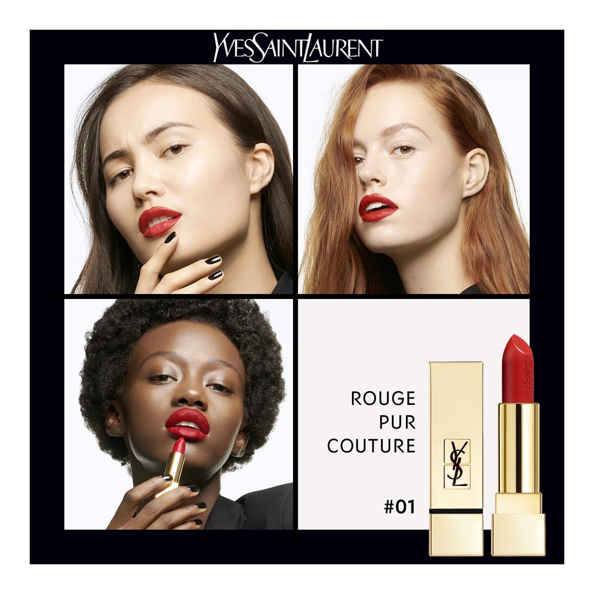 YVES SAINT LAURENT Rouge Pur Couture Rouge à Lèvres Satiné Longue Tenue et Confort