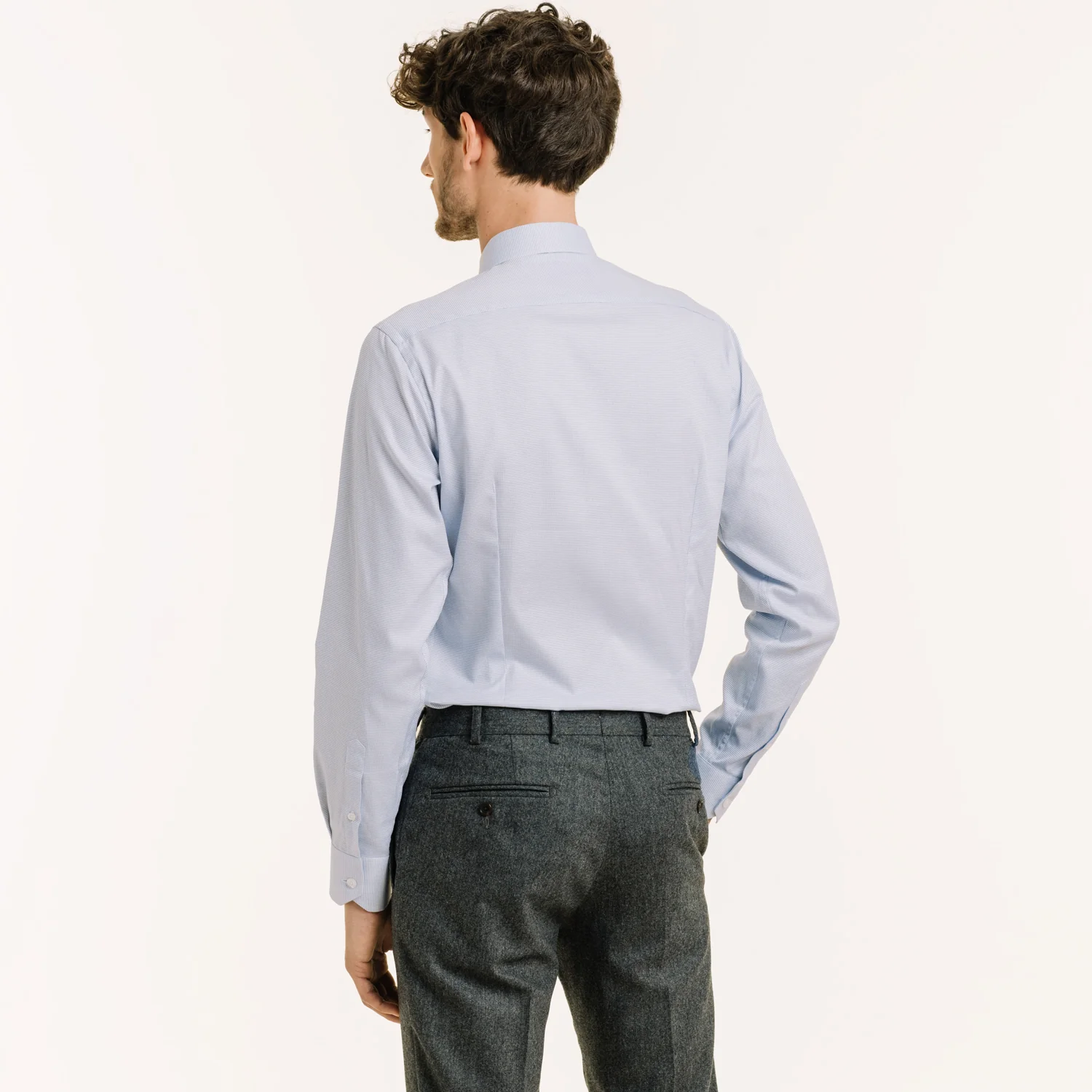 Fitted shirt in royal double-twisted blue flea-foot oxford