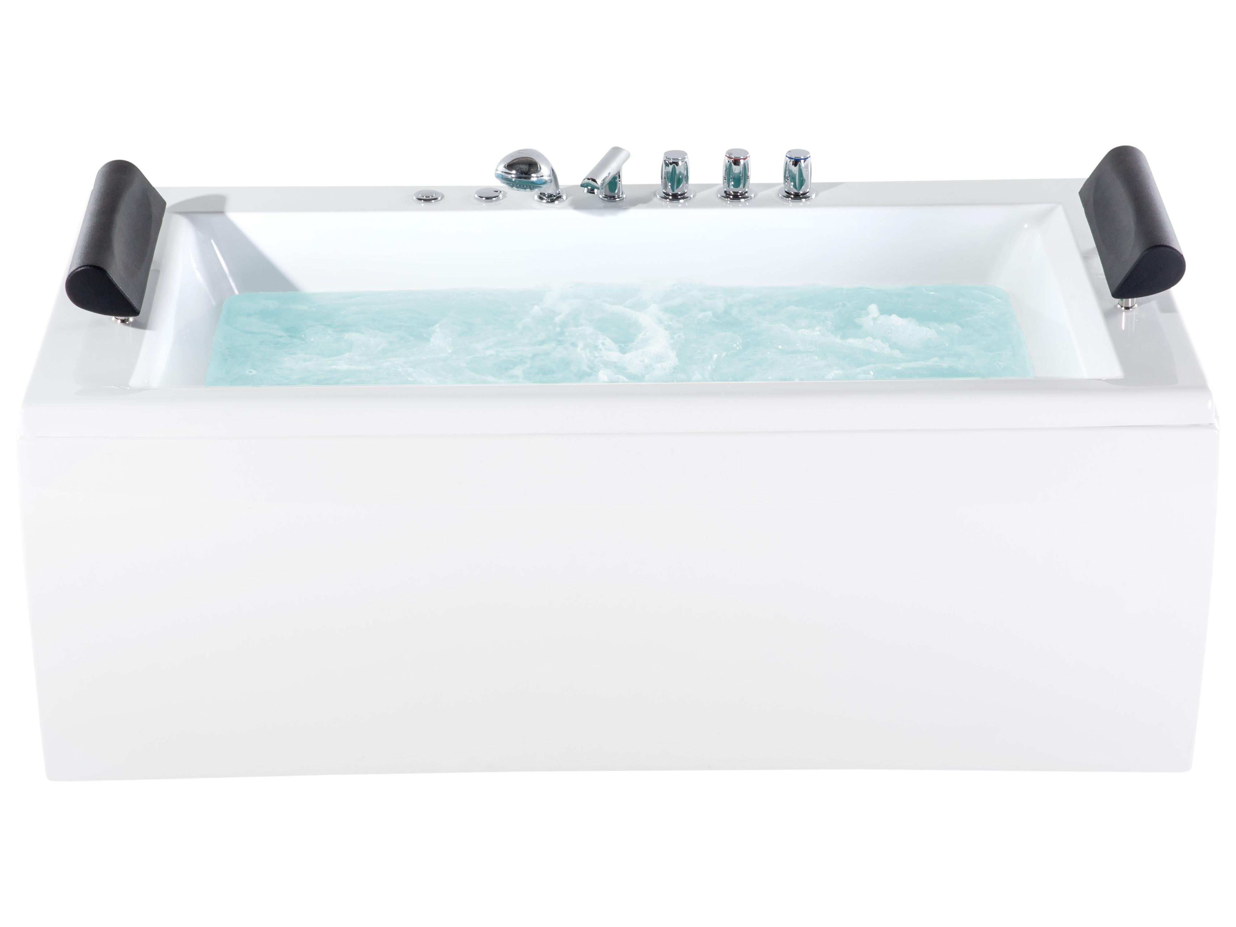 Hoek bubbelbad met LED MONTEGO 172 x 83 cm Wit