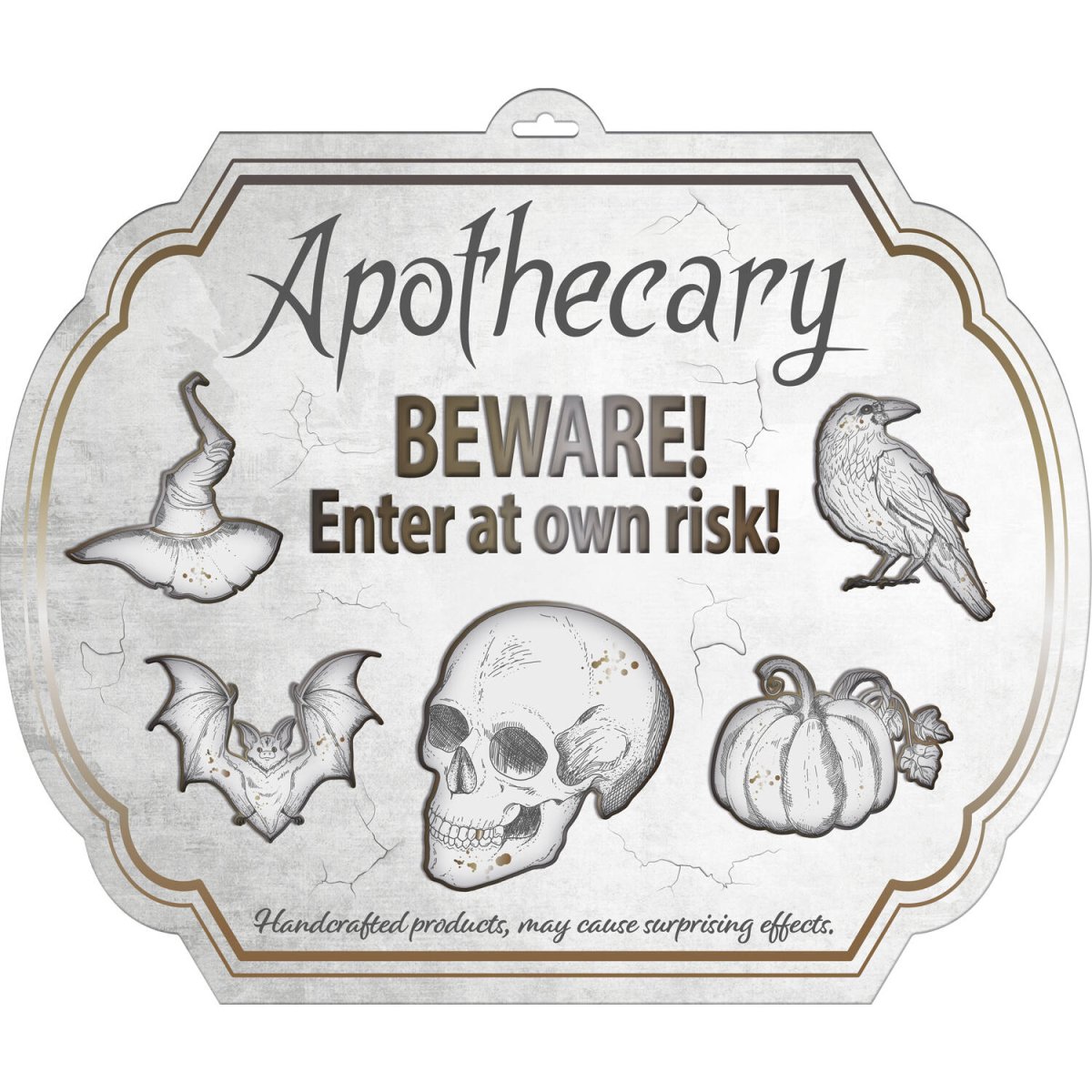 Halloween Deurbord Beware At Own Risk 50cm