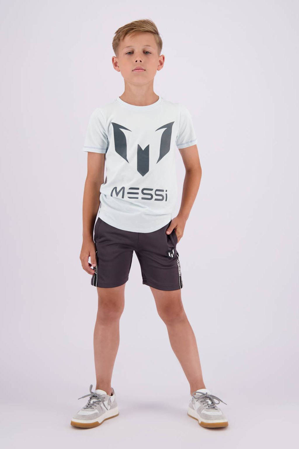 Vingino T-shirt met logo lichtblauw/grijs