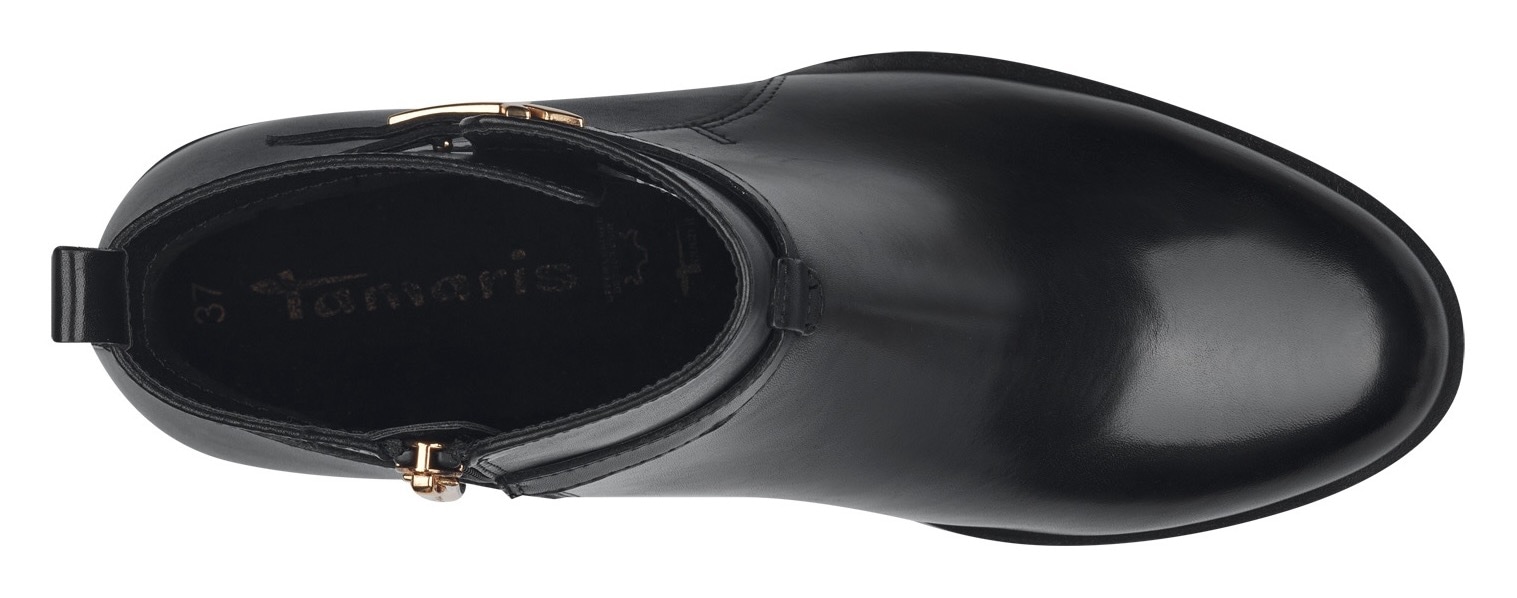 Tamaris Stiefelette  , Blockabsatz, Businessschuh, Ankleboots mit T-Logoverszierung