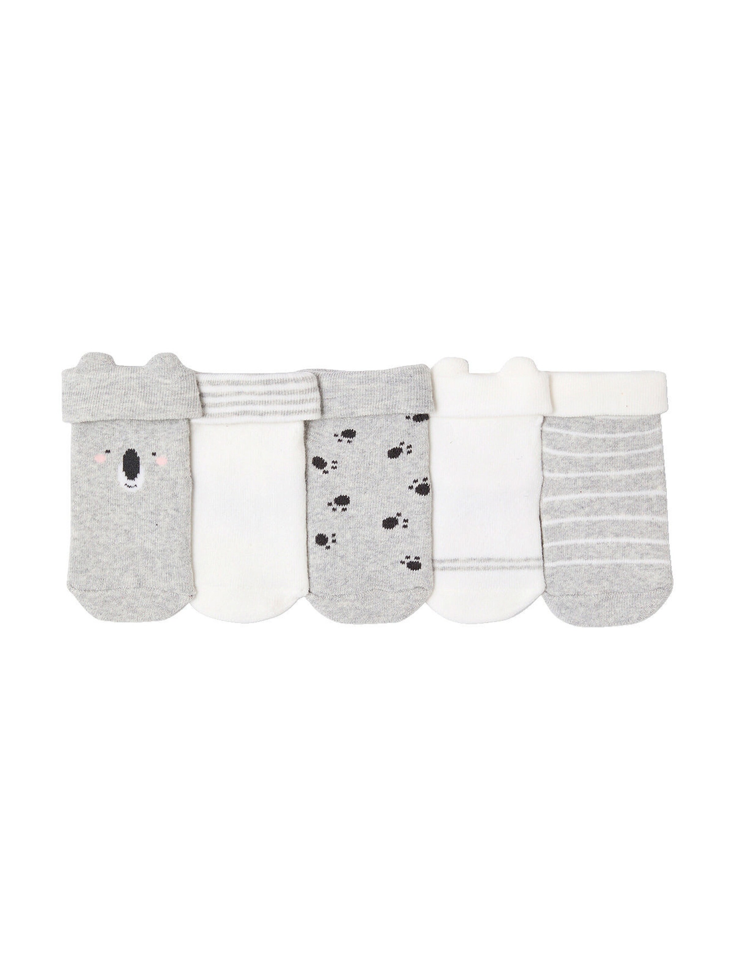 Vertbaudet 5er-Pack Baby Stoppersocken mit Koala grau meliert