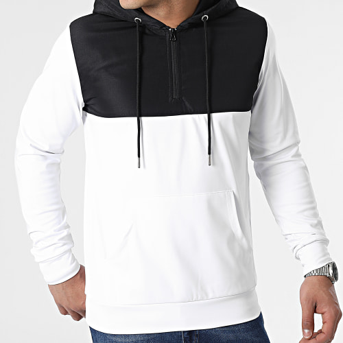 Sweat Capuche Demi Zip Tech Bicolore 0089 Blanc