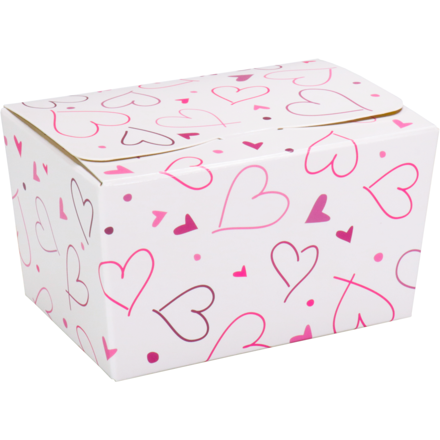Ballotin, Hearts, karton + PP, 150gr, 89x60x55mm, wit