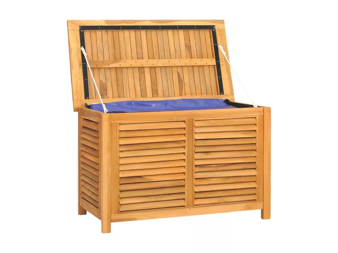 Boîte de rangement de jardin et sac 90x50x58cm bois massif teck