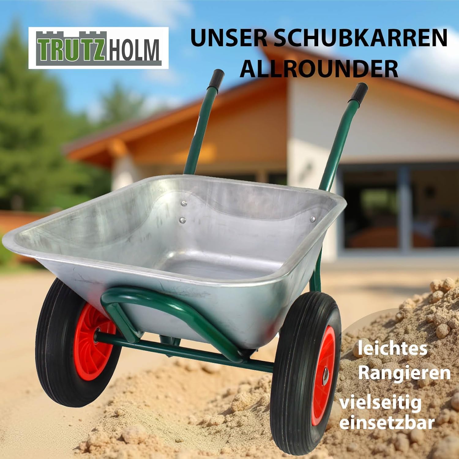 2-Rad Schubkarre Gartenschubkarre Schiebkarre Gartenkarre 100l 160kg (Metall | Kunststoff/Luftrad | PU-Rad) (Kunststoff | Luftrad) (Metallwanne + PU Räder) Nach Auswahl