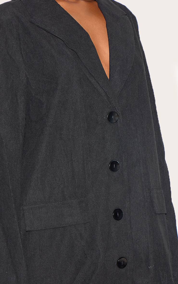 Noir Robe Blazer Oversize En Velours Côtelé