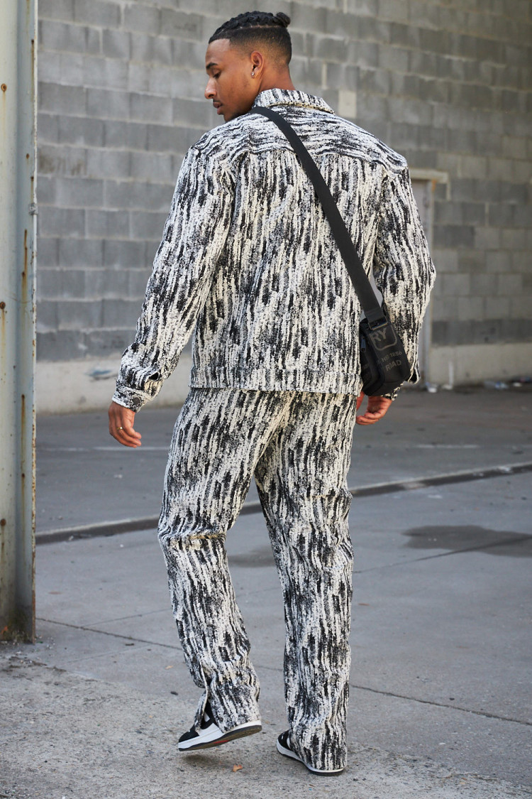 Ensemble 2 pièces veste + pantalon noir/blanc