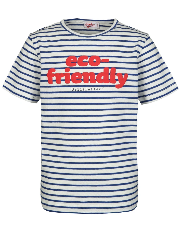 T-Shirt SLOGAN gestreift in weiß/royalblau