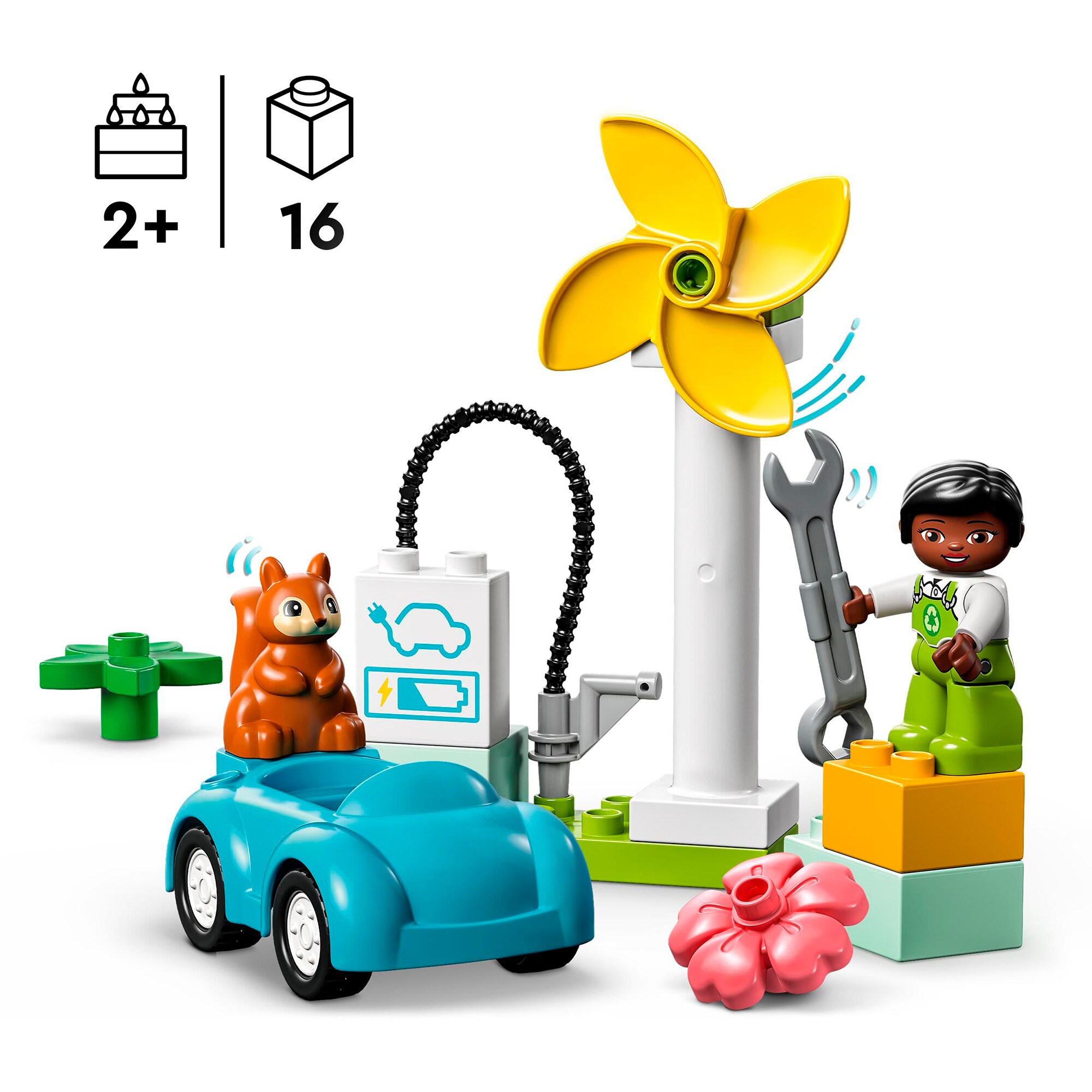 LEGO Konstruktionsspielzeug DUPLO Windrad und Elektroauto
