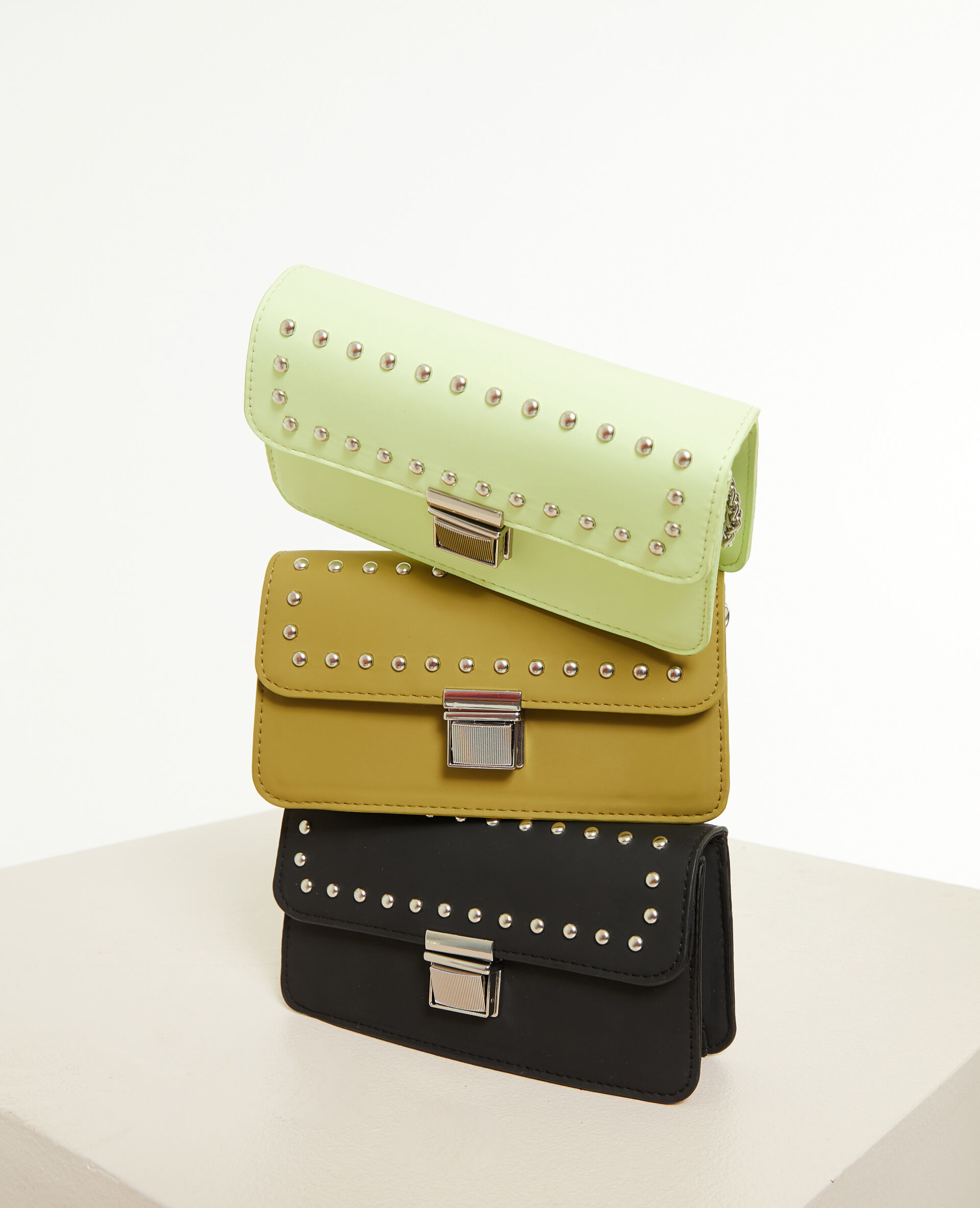 Mini sac rigide avec clous - Vert olive