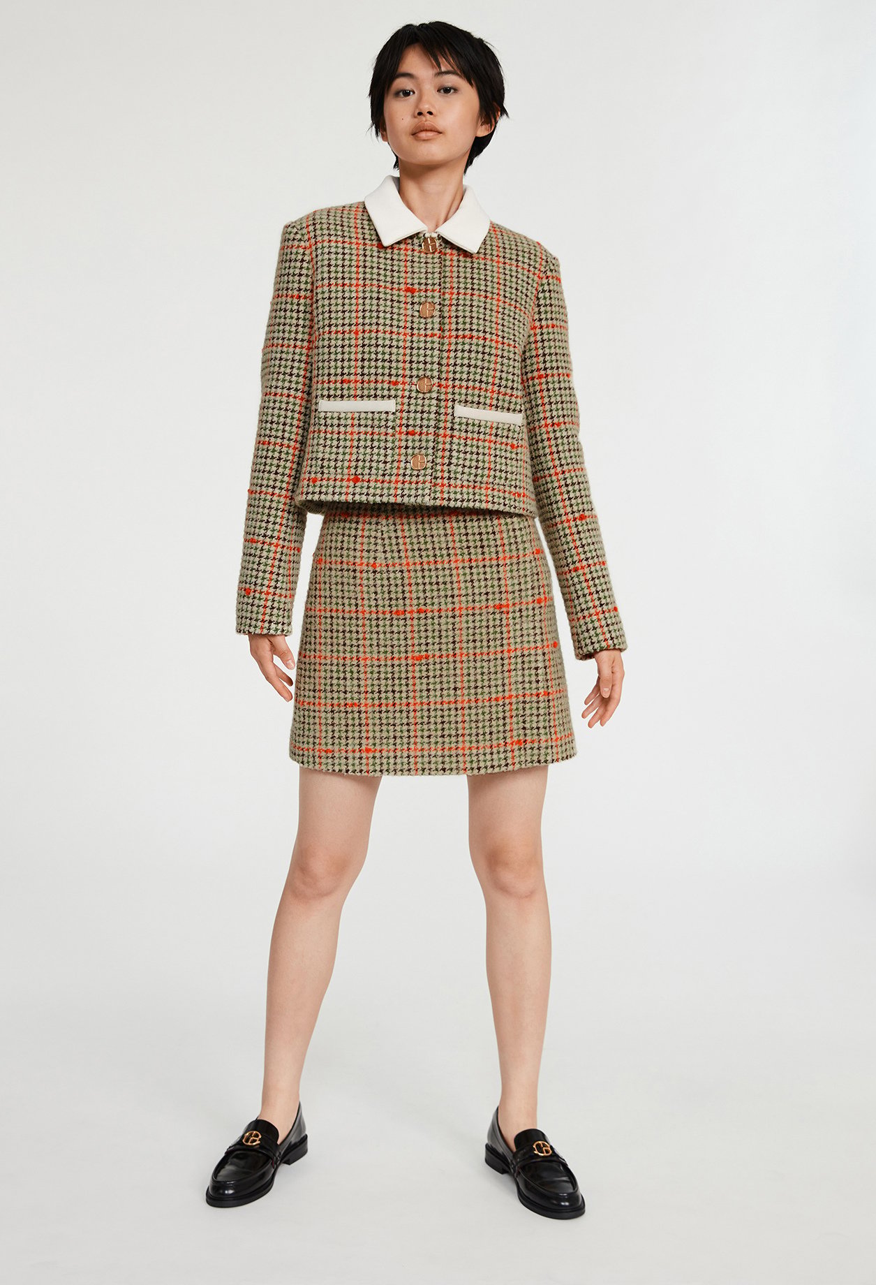 Veste &agrave; carreaux contraste