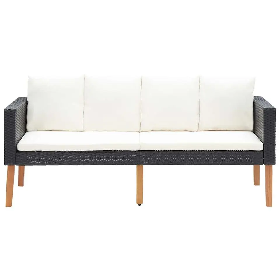 vidaXL - Tuinbank - Zwart - Poly rattan