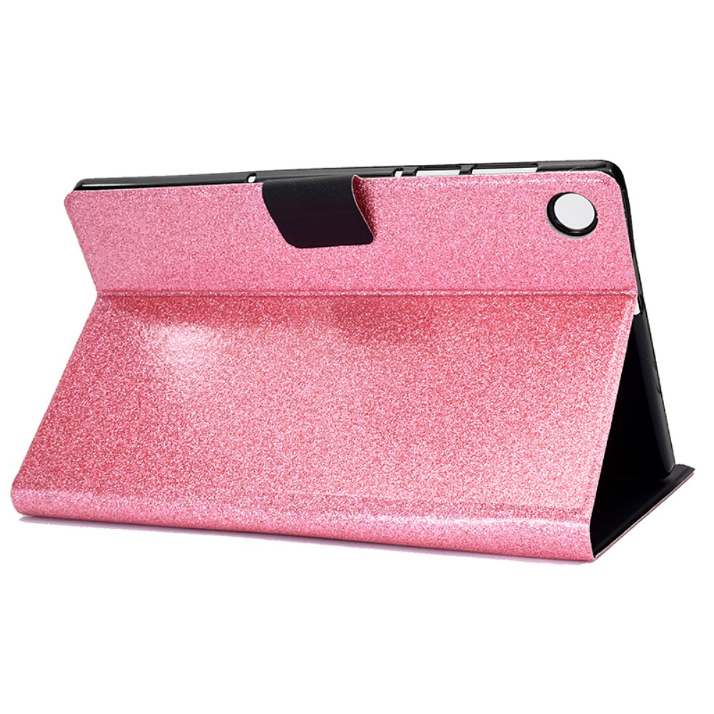 Samsung Galaxy Tab A11 / A9 Leder Tasche Flip Cover mit Glitzer Optik - Rosa