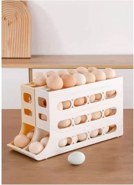 4 Levels Eggbeholder for kjøleskap, eggedispenser, eggholder, eggoppbevaring for 30 egg,