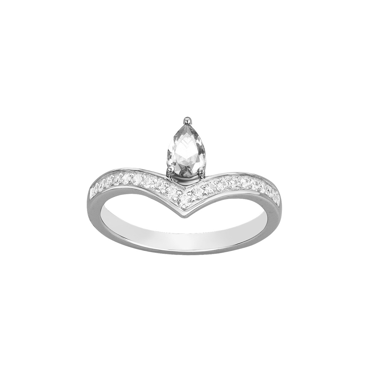 Bague en Argent avec oxyde de zirconium blanc
