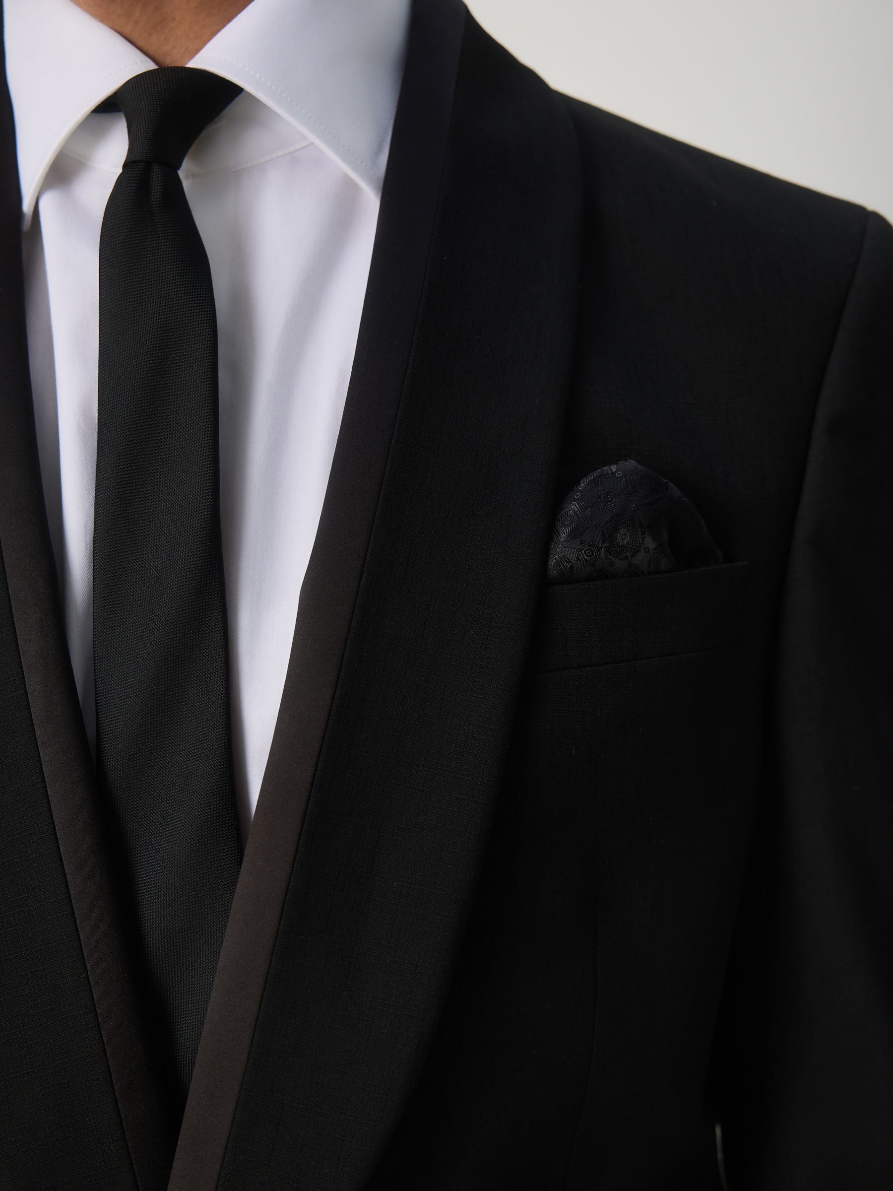 Zwart - Tailored Fit Tuxedo Suit Jacket