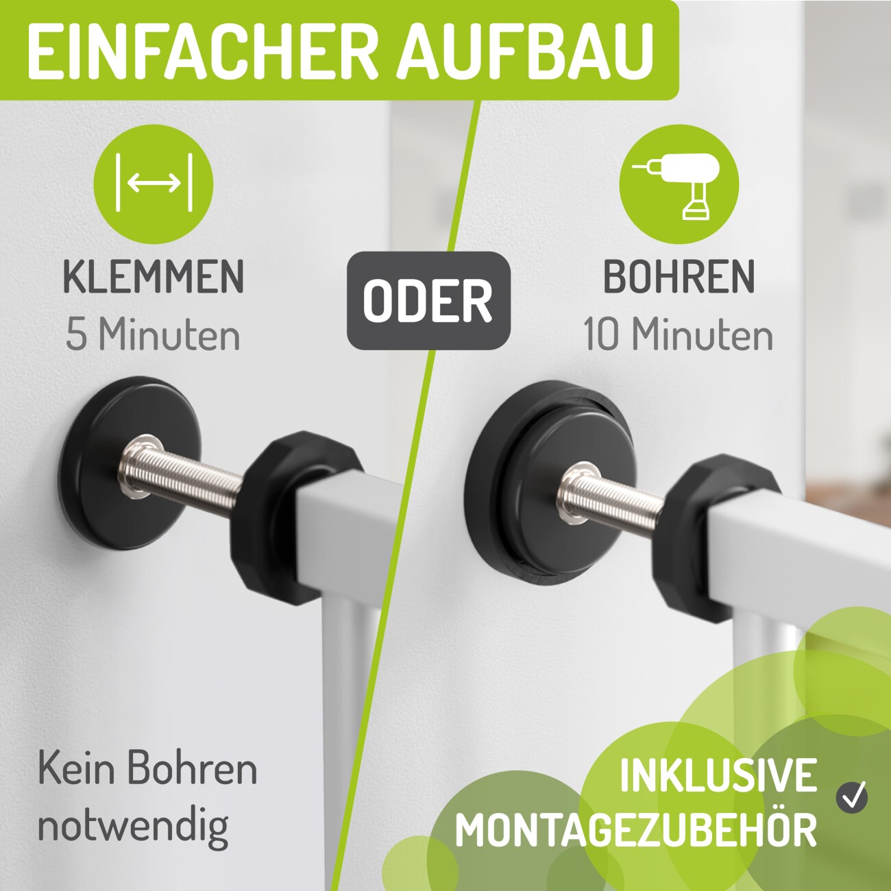 bomi Tierschutzgitter mit Katzenklappe Extrahoch 107 cm - Merle 73-143 cm in Weiß für Hunde & Katzen XS